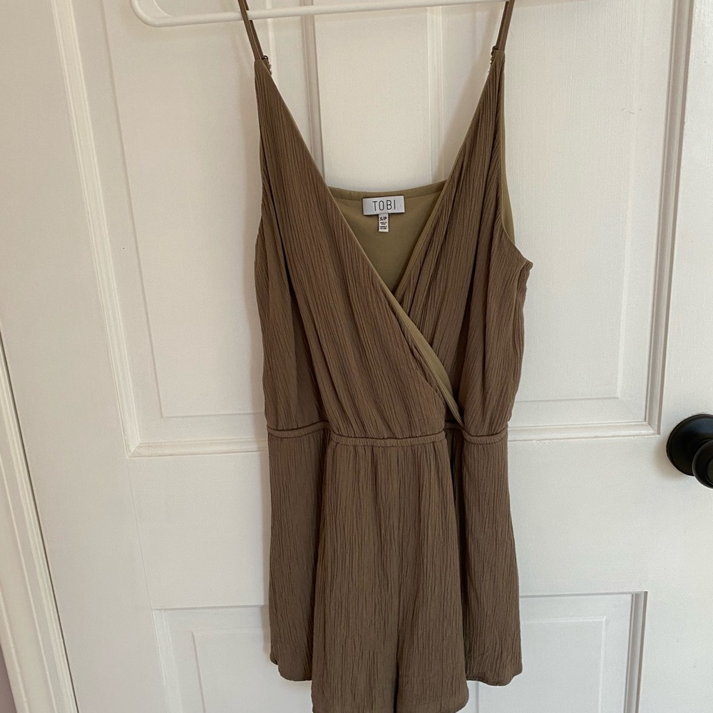 Olive V neck romper